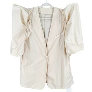 JNBY Blazer Womens Size L Cream Artsy Avant Balloon Sleeve Formal Event Cocktail